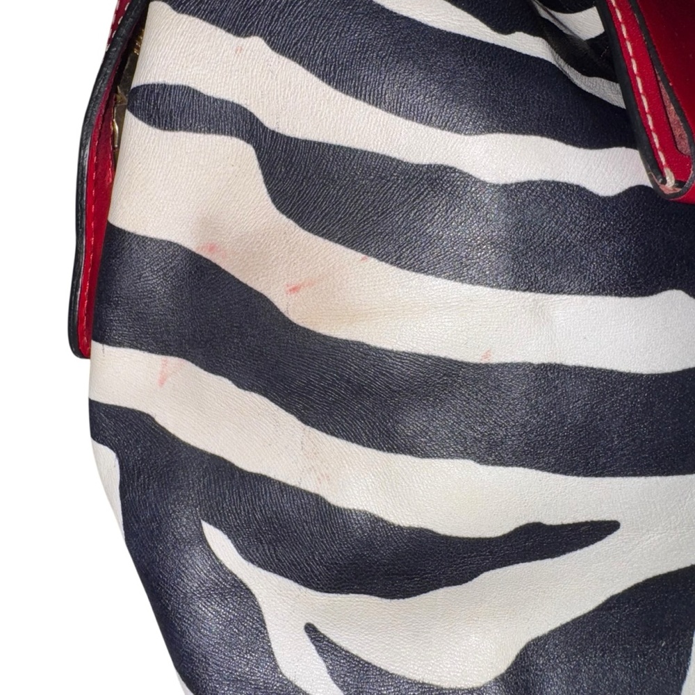 Zebra Print Statement Lockable Red Leather Trim S… - image 5